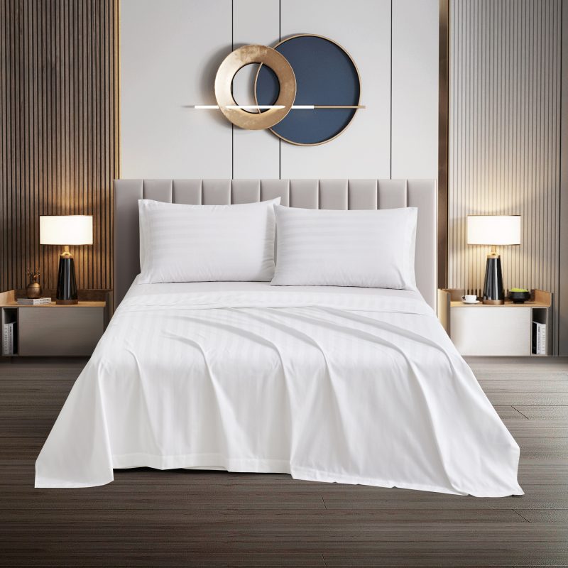 LIFE 1" Sateen Stripe Queen Flat 90"x110", Case of 24
