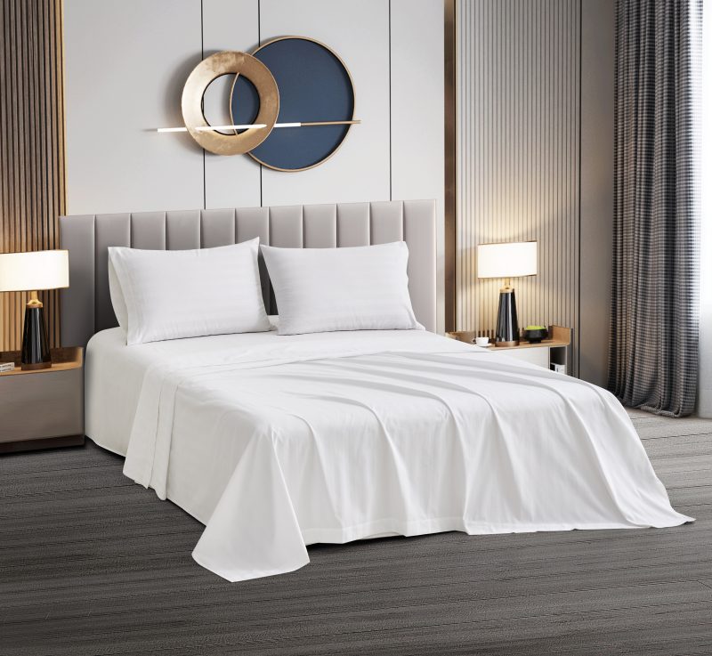 LIFE 1" Sateen Stripe Queen Flat 90"x110", Case of 24 - Image 2