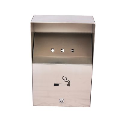 Wall-mounted ash and trash can combo for hotel smoking areas