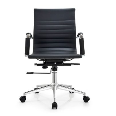 Front view of HT-728BX Ergo Chair with PU-covered armrests for hotels