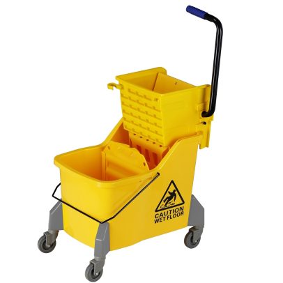 Yellow mop bucket with side press wringer for hotels