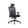 Black HT-338AR1 conference chair with padded seat and armrests at 45-degree angle