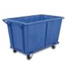 10 bushel blue hotel laundry cart with metal frame