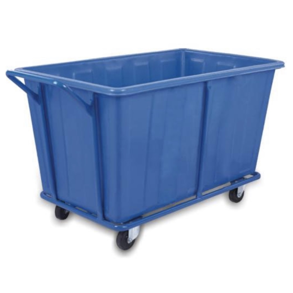 12 bushel hotel laundry cart blue with metal cage