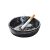 Black plastic ashtray for hotel guest smoking areas