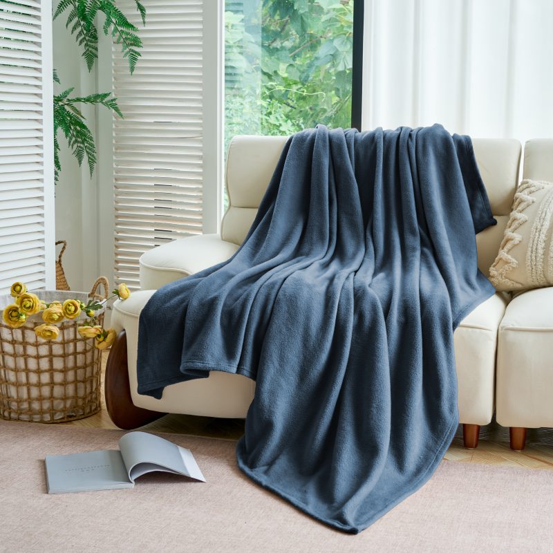 LIFE 90″ x 90″ Queen Micro Fleece Blanket, Blue, 300 GSM – Case of 10 - Image 2
