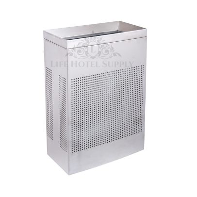 Sleek rectangular trash can for hotel bathrooms or lobbies