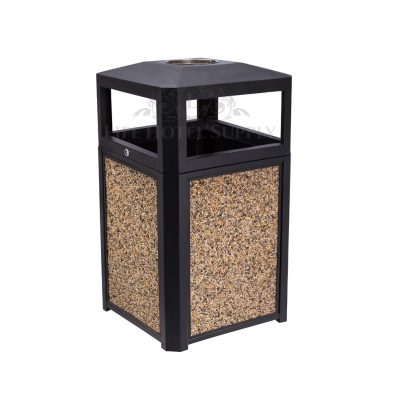 Outdoor 45-gallon trash can with ashtray for hotels