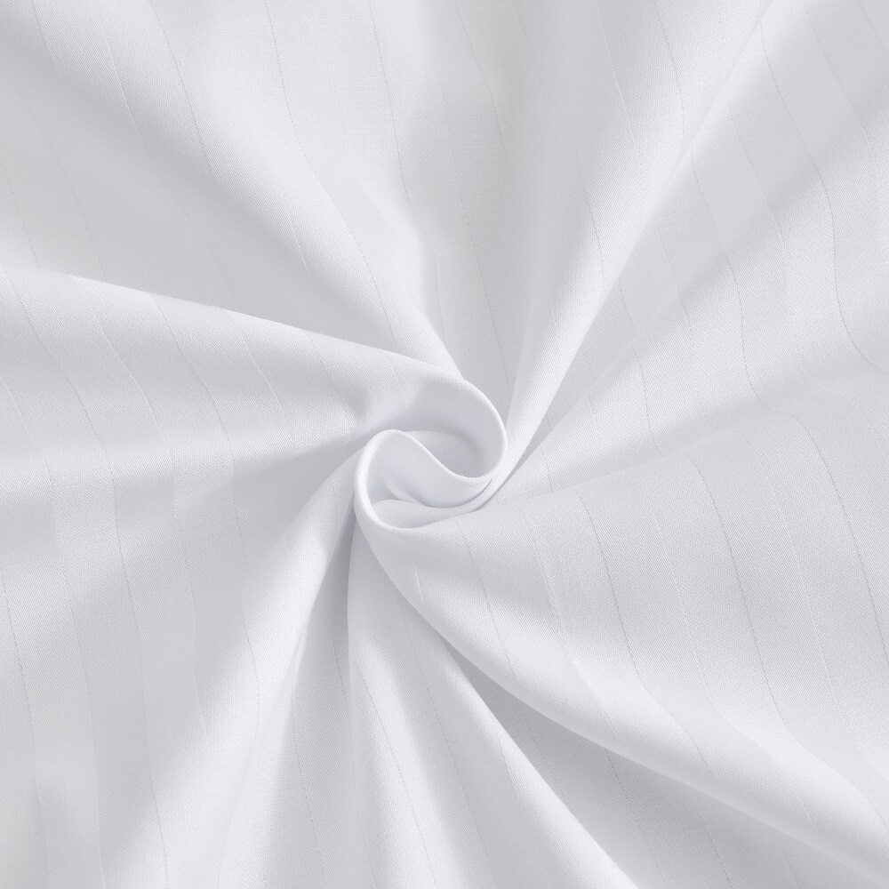 Fabric Detail of White T-250 Sateen Stripe Bedding for Hotels