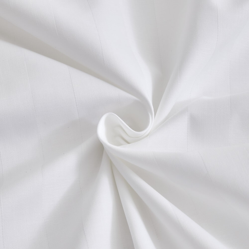 Fabric Detail of White T-250 Sateen Stripe Bedding for Hotels
