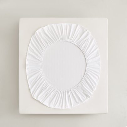 T-250 Full Fitted Hotel Sheet White 1″ Stripe - Case of 24