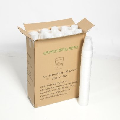 9Oz water cups for hotel guest rooms.