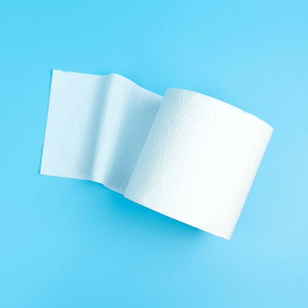 White 2-ply toilet tissue roll for hotel bathroom use