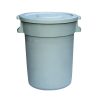 Circular 32-gallon garbage can with dome lid, heavy-duty plastic construction