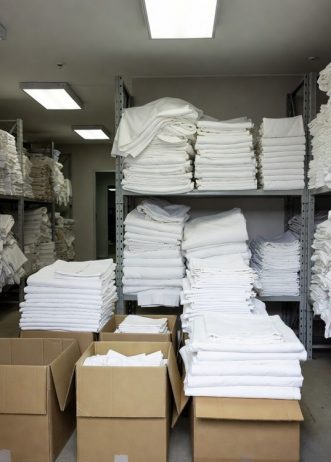 Hotel linen storage in bulk quantity