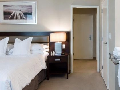 Hotel room with uniform amenities and neatly arrange for the customer