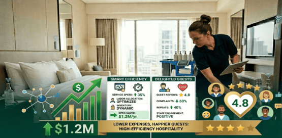 This image designed to illustrate the concept of high-efficiency hospitality.